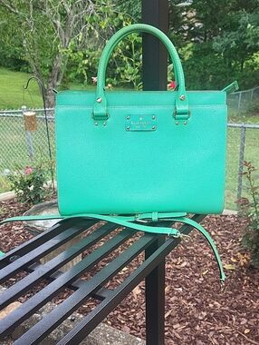 kate spade Green leather satchel with gold hardware